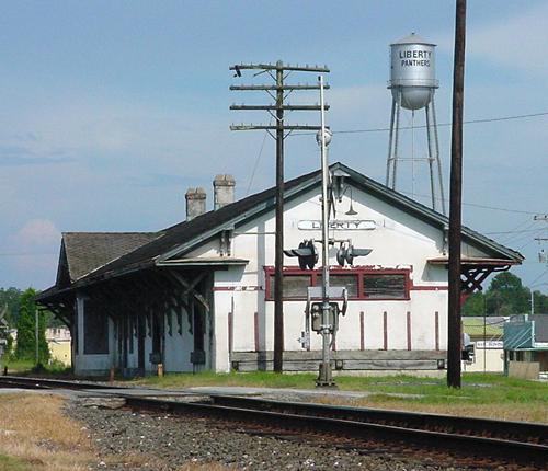 Old depot and water tower, Liberty, Texas