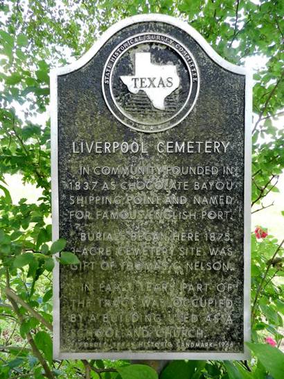Liverpool Tx - Liverpool Cemetery Historical marker