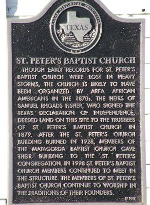 Matagorda Tx - St. Peter's Baptist Church Historical Marker