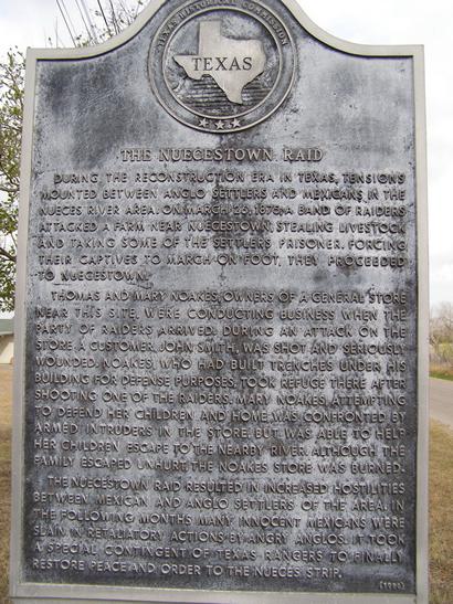 1875 Nuecestown Raid Historical Marker, Texas