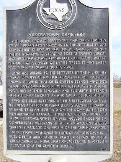 Nuecestown TX Cemetery Marker