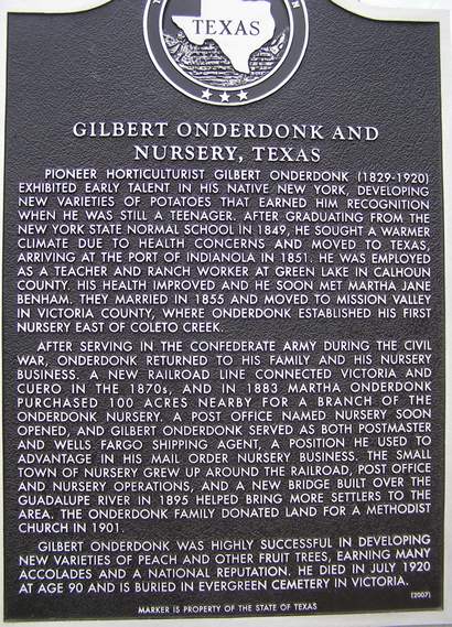 Gilbert Onderdonk and Nursery, Texas historical 