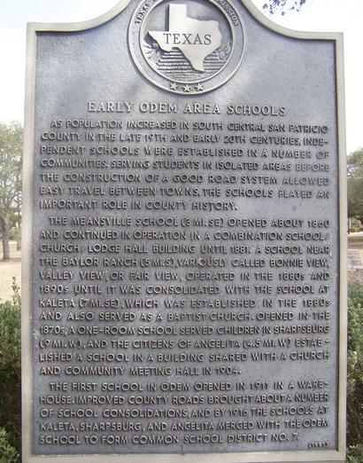 Odem TX - Odem Area Schools Historical Marker