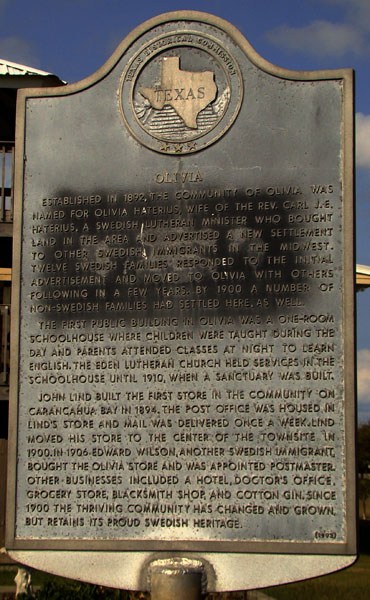 Olivia TX Historical Marker