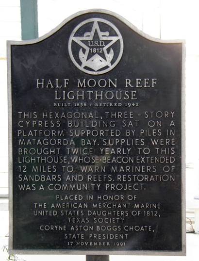 Port Lavaca, Texas -  Half Moon Lighthouse historical marker