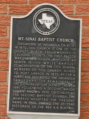 Port Lavaca TX - Mt. Sinai Baptist Church historical marker