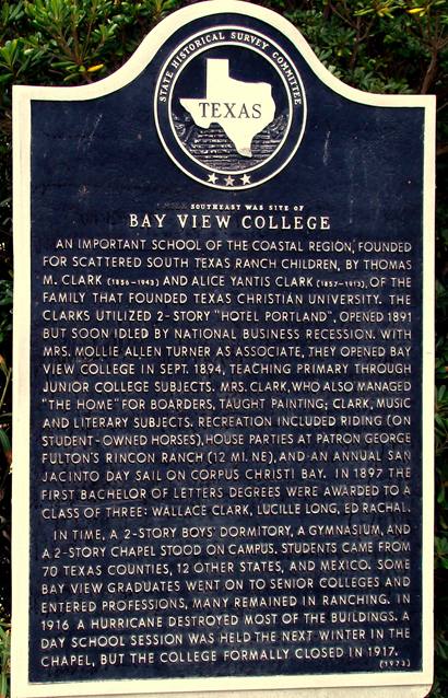 Portland Texas Bay View College  marker