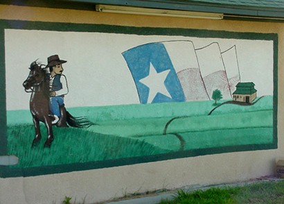 Robstown Texas flag and cowboy wall painted mural