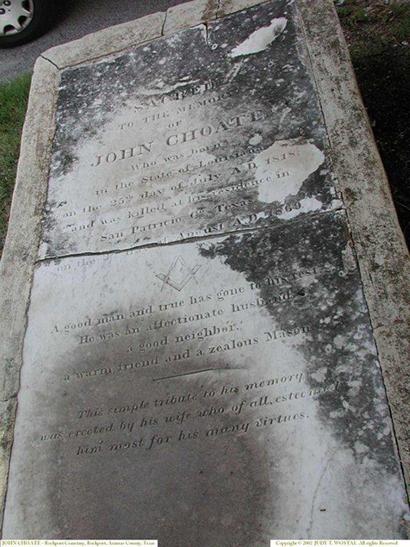 Tombstone of John Choate, Rockport Cemetery