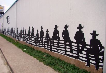 Cowboy silhouette mural in Sinton Texas
