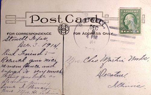 Stowell TX 1914 Postmark