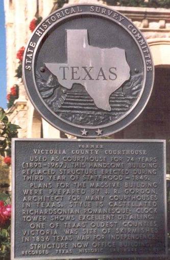 1892 Victoria County Courthouse historical marker, Victoria Texas