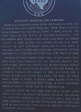 Kothmann Homesite and Cemetery Marker, Art Texas