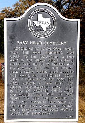 Llano County TX - Baby Head Cemetery Marker