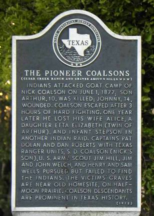 Edwards County TX - Pioneer Coalsons historical Marker