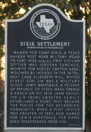 Barksdale TX - Dixie Settlement Historical Marker