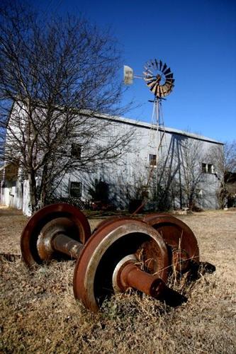 Bracken Texas blacksmith shop, wheel and windmill