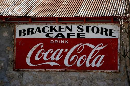 Bracken Store cafe and coca-Cola sign, Texas 