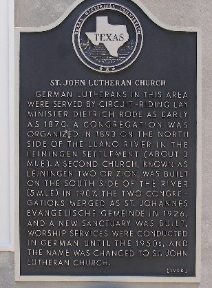 Castell TX - St. John Lutheran Church Historical Marker