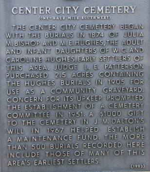 Center CityT x - Center City Cemetery  historical marker