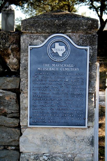 Cherry Spring TX - Marschall-Meusebach Cemetery Historical Marker 