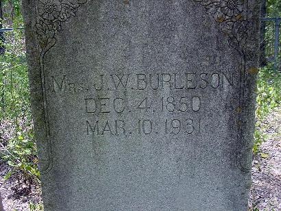 Decker TX Rogers Cemetery Mrs. J.W. Burleson Tombstone
