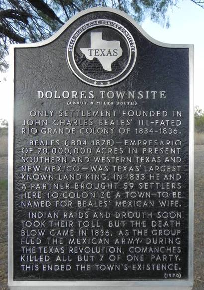 TX - Dolores Townsite historical marker