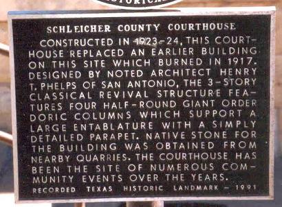 Eldorado, Texas, 1924 Schleicher County Courthouse historical marker
