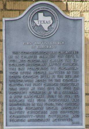 Eldorado Tx First Baptist Church Historical Marker