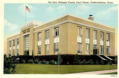 1939 Gillespie County Courthouse, Fredericksburg, Texas old postcard