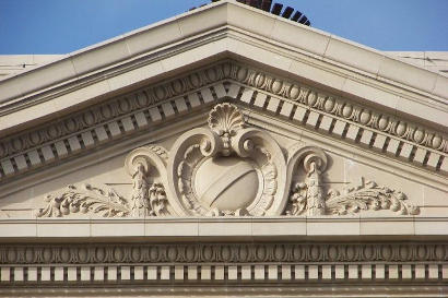 Georgetown, TX - The restored 1911 Williamson County courthouse  pediment