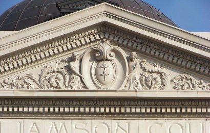 Georgetown, TX - The restored 1911 Williamson County courthouse  pediment