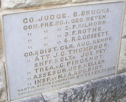 Hondo TX Medina County 1892 Courthouse cornerstone names