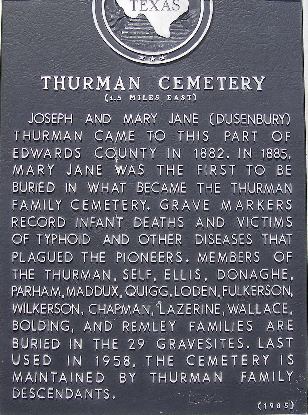 Edwards County, TX -  Thurman Cemetery Historical Marker