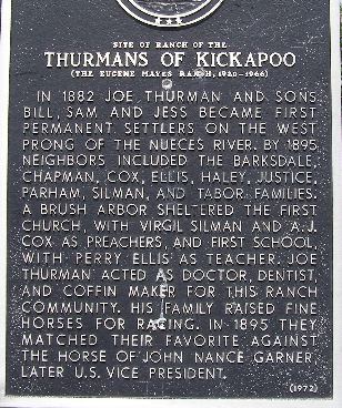 Edwards County, TX - Site of Ranch of the Thurmans of Kickapoo historical marker