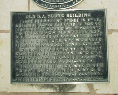 Old D. A. Young Building hisorical marker, Kyle Texas