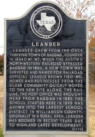 Leander Tx historical marker