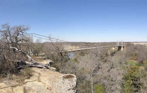 TX - Mills County Regency Suspension Bridge  over Colorado River