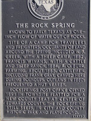 Rock Spring Historical Marker,  Rocksprings TX  