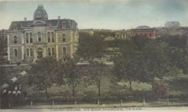 The 1882 Hays County Courthouse by architect Ruffini , San Marcos, Texas postcard