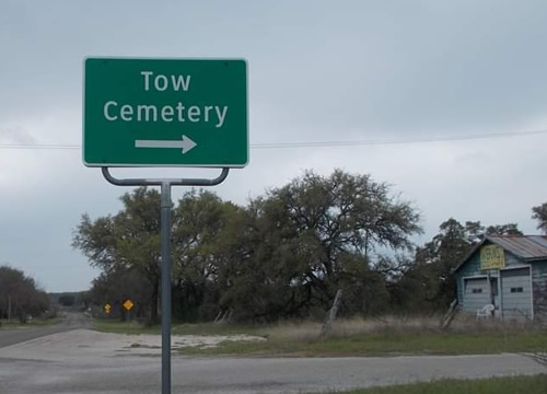 Tow Texas -  Sign to Tow Cemetery