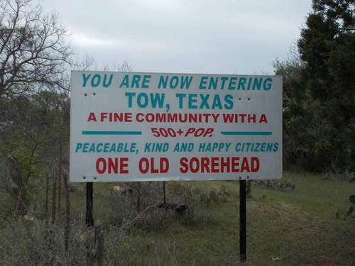 Tow Texas - Tow Welcome Sign