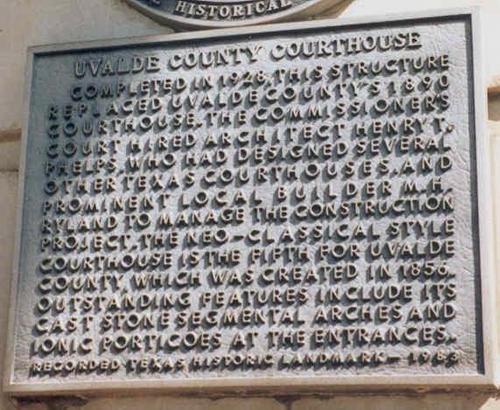 1927 Uvalde County courthouse historical marker, Uvalde Texas