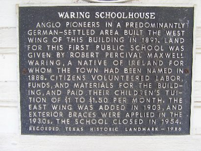 Waring TX - Waring Schoolhouse historical marker