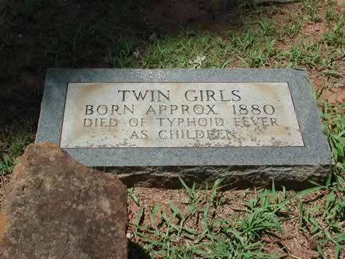 TX - Twin girls died of typhoid fever tombstone