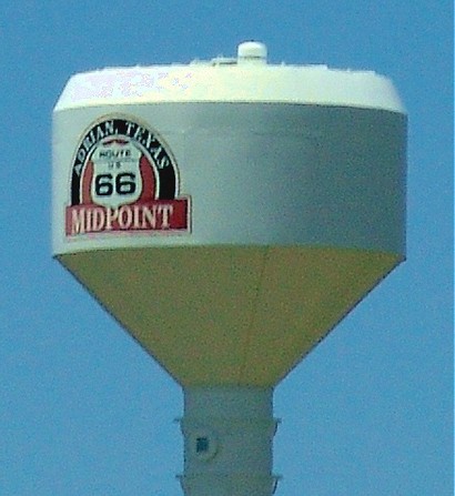 TX - Adrian water tower, Mid point of US Route 66