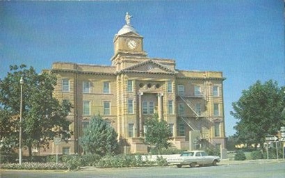 1910 Jones County Courthouse old postcard, Anson, Texas