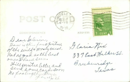 Brownfield TX 1918 postmark