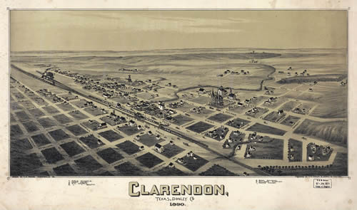 Clarendon Texas 1890 city map