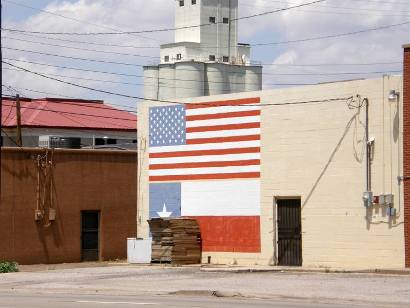 Clarendon Tx - Painted US and Texas Flags